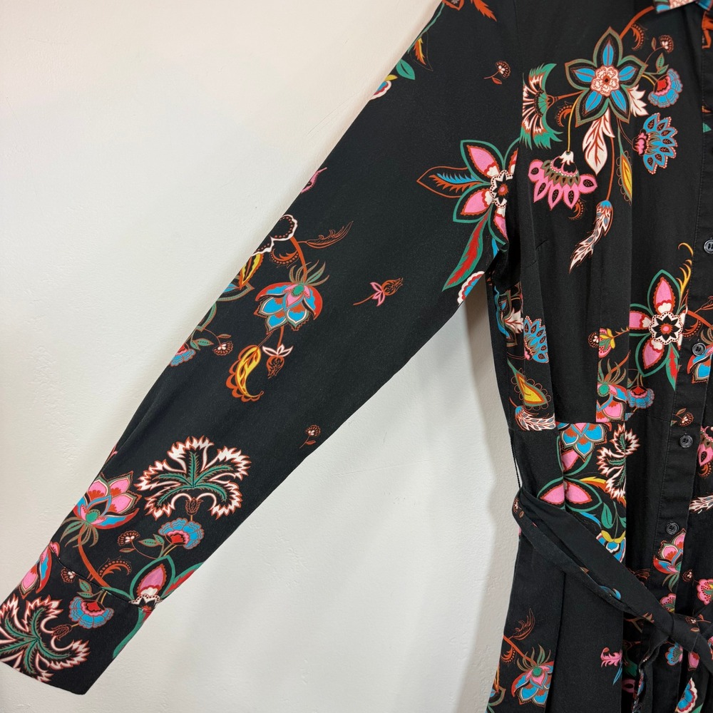 Boden Black Floral Midi Shirt Dress - Picture 5 of 14